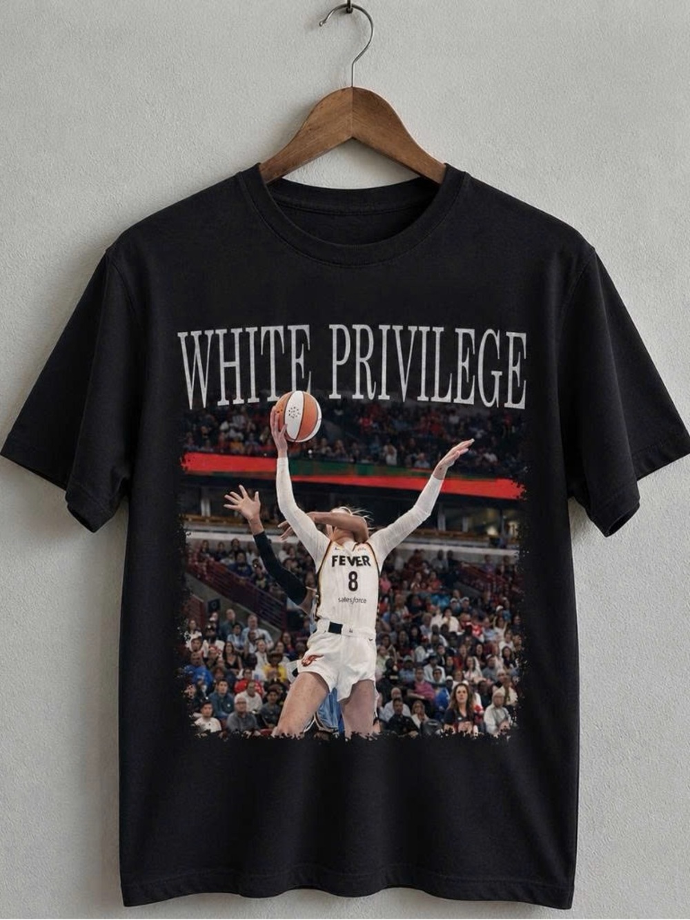 White Privilege Black Graphic Tee with Bold Court Sophie Basketball